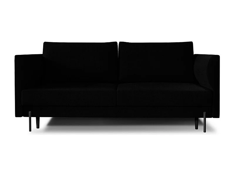 Canapé convertible en velours ROBBY – Rangement et pieds métal noir-Noir