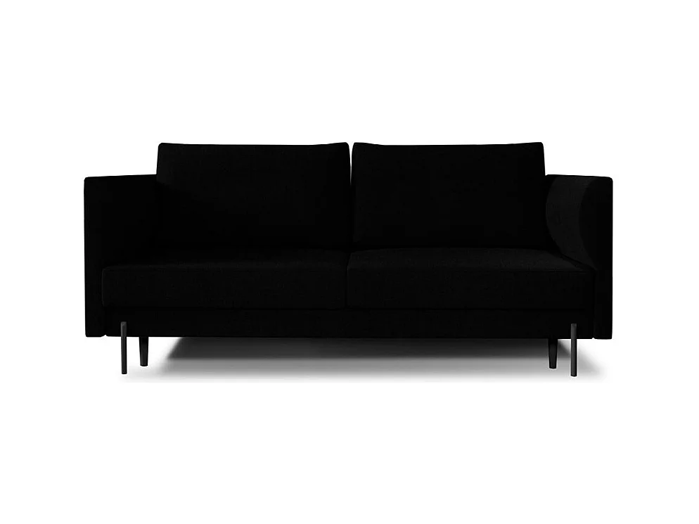 Canapé convertible en velours ROBBY – Rangement et pieds métal noir-Noir