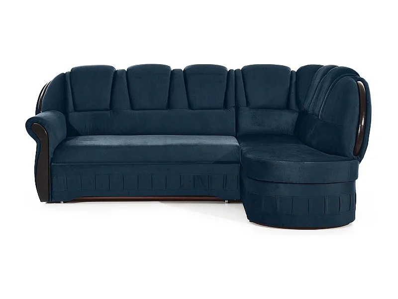 Canapé d'angle convertible avec rangement en velours Majesté-Bleu foncé-angle droit