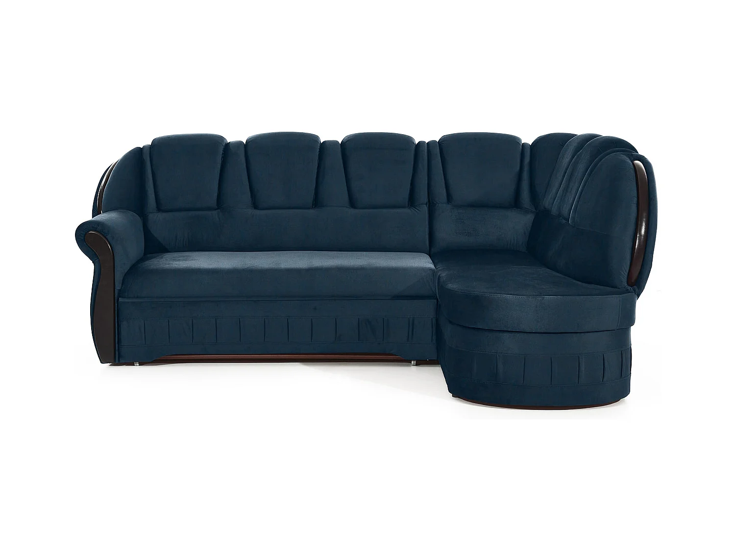 Canapé d'angle convertible avec rangement en velours Majesté-Bleu foncé-angle droit