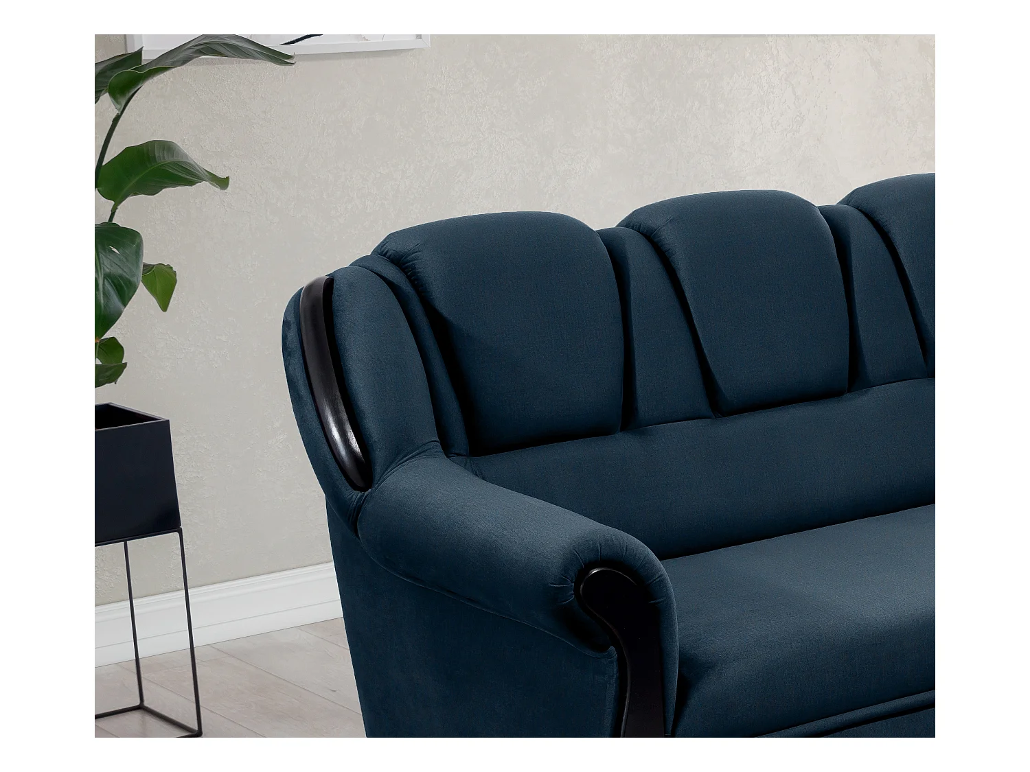 Canapé d'angle convertible avec rangement en velours Majesté-Bleu foncé-angle droit