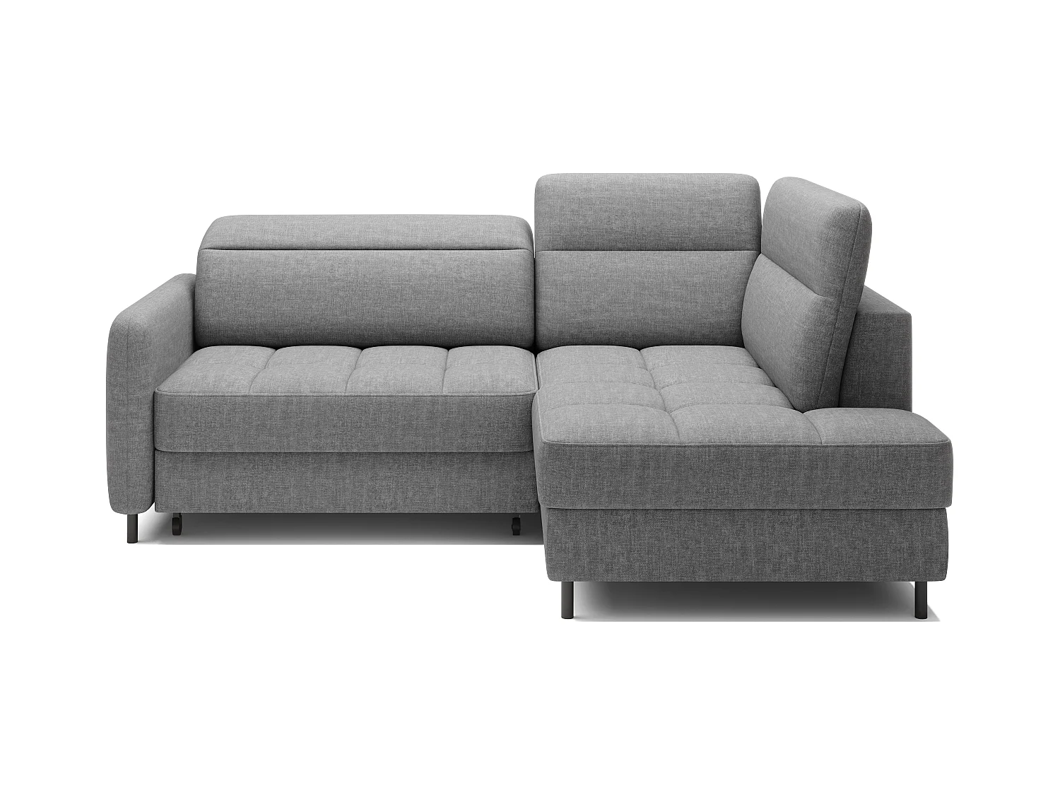 Kleine omvormbare stoffen hoekbank met opbergruimte BOREA 208 cm-Kleur Grijs-juiste hoek