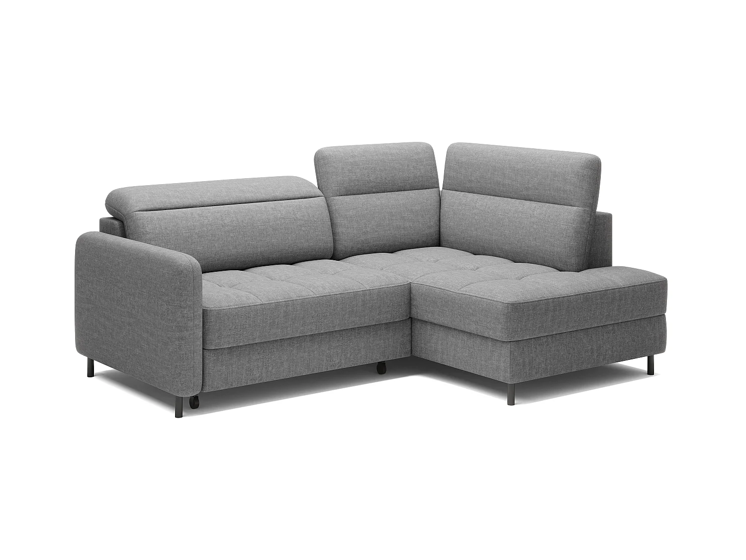 Kleine omvormbare stoffen hoekbank met opbergruimte BOREA 208 cm-Kleur Grijs-juiste hoek