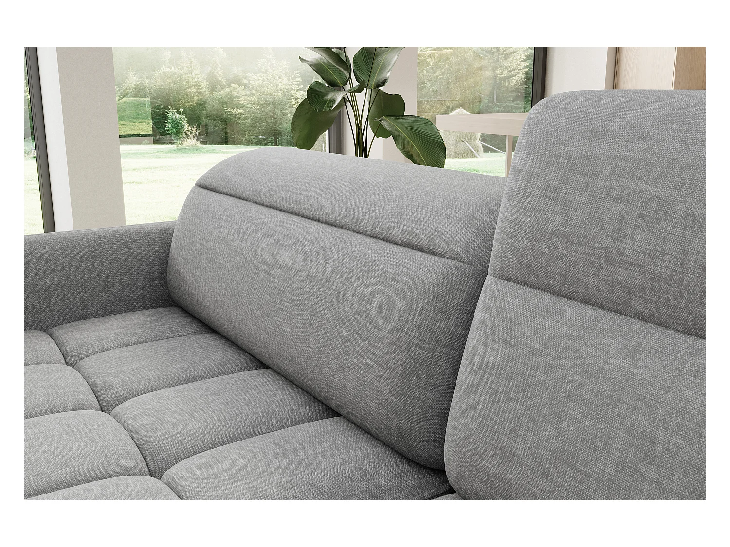 Kleine omvormbare stoffen hoekbank met opbergruimte BOREA 208 cm-Kleur Grijs-juiste hoek