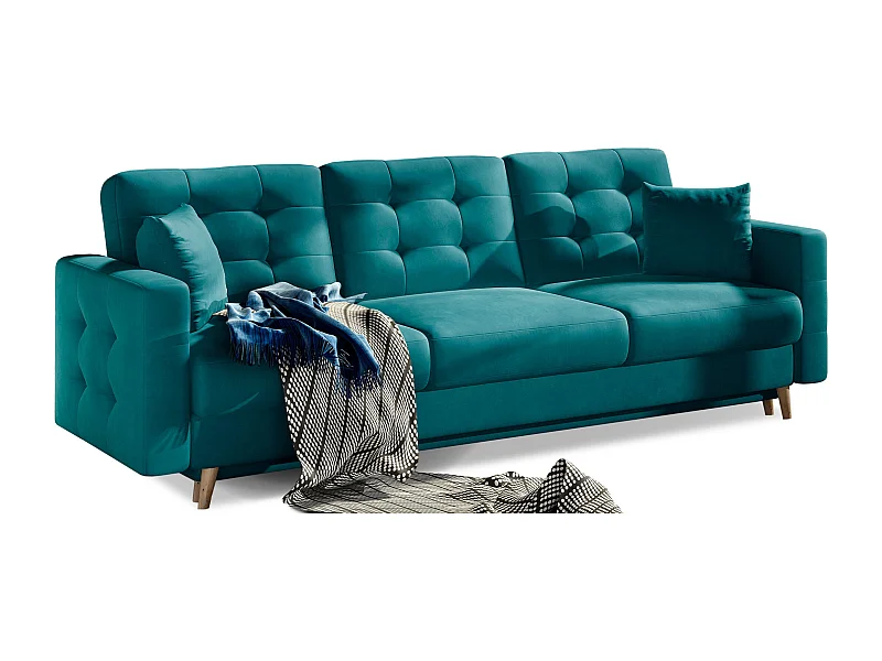 ANSKA fluwelen slaapbank - Poten van natuurlijk hout-Kleur Groente