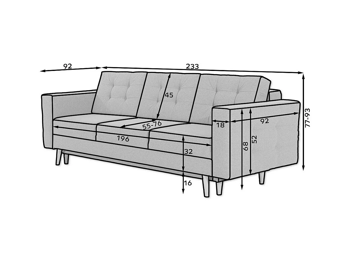 Canapé convertible velours ANSKA - Pieds bois naturel-Vert