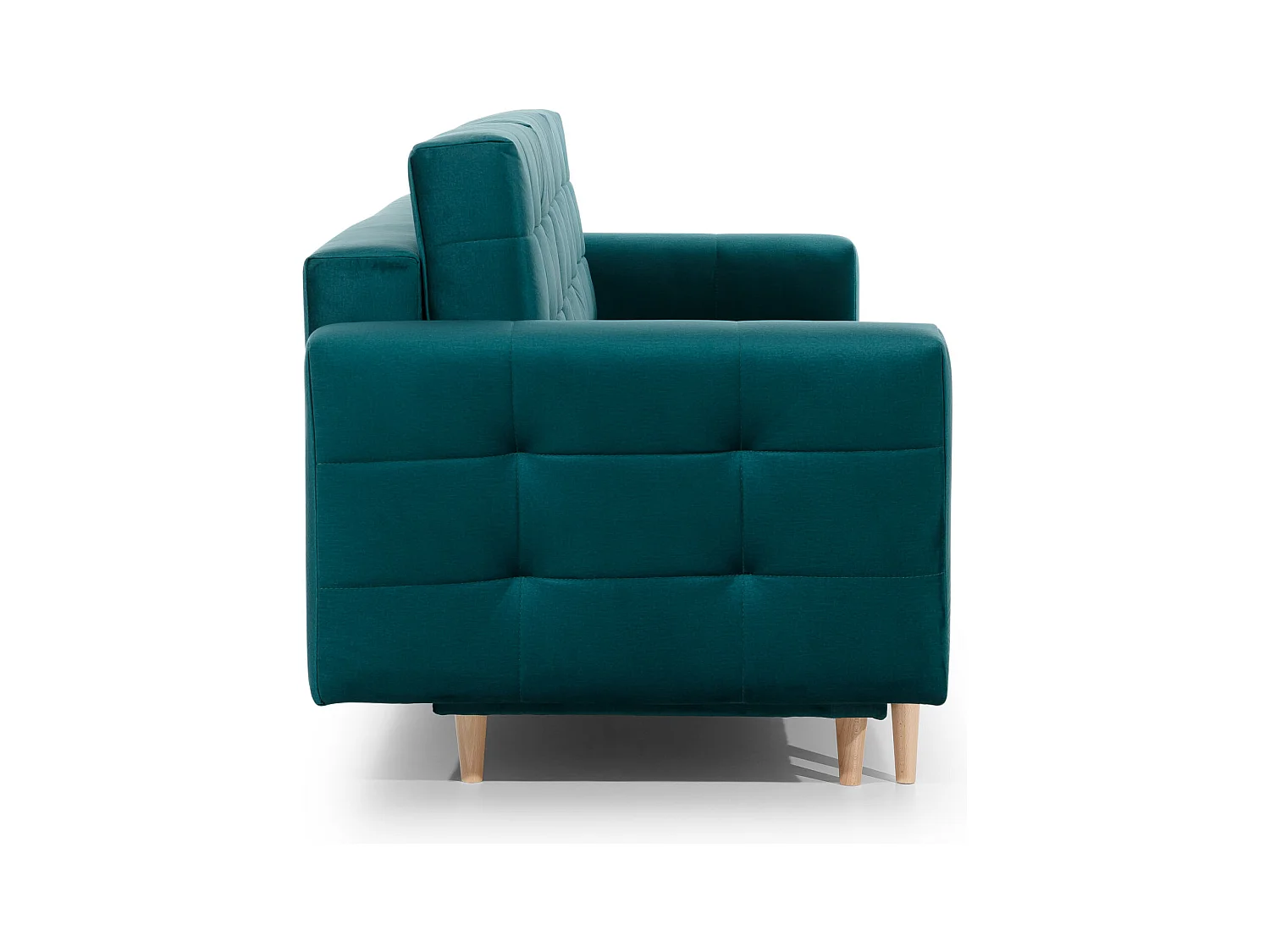 Canapé convertible velours ANSKA - Pieds bois naturel-Vert