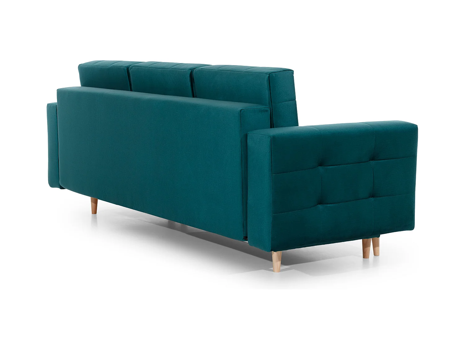 Canapé convertible velours ANSKA - Pieds bois naturel-Vert