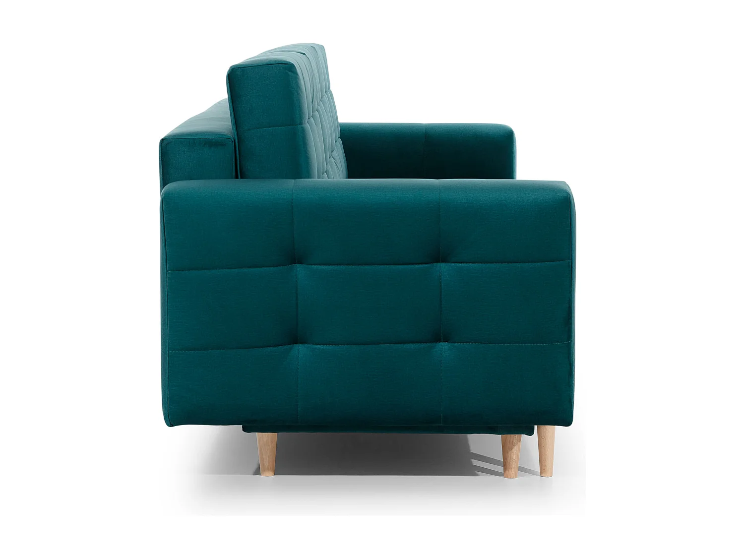 Canapé convertible velours ANSKA - Pieds bois naturel-Vert