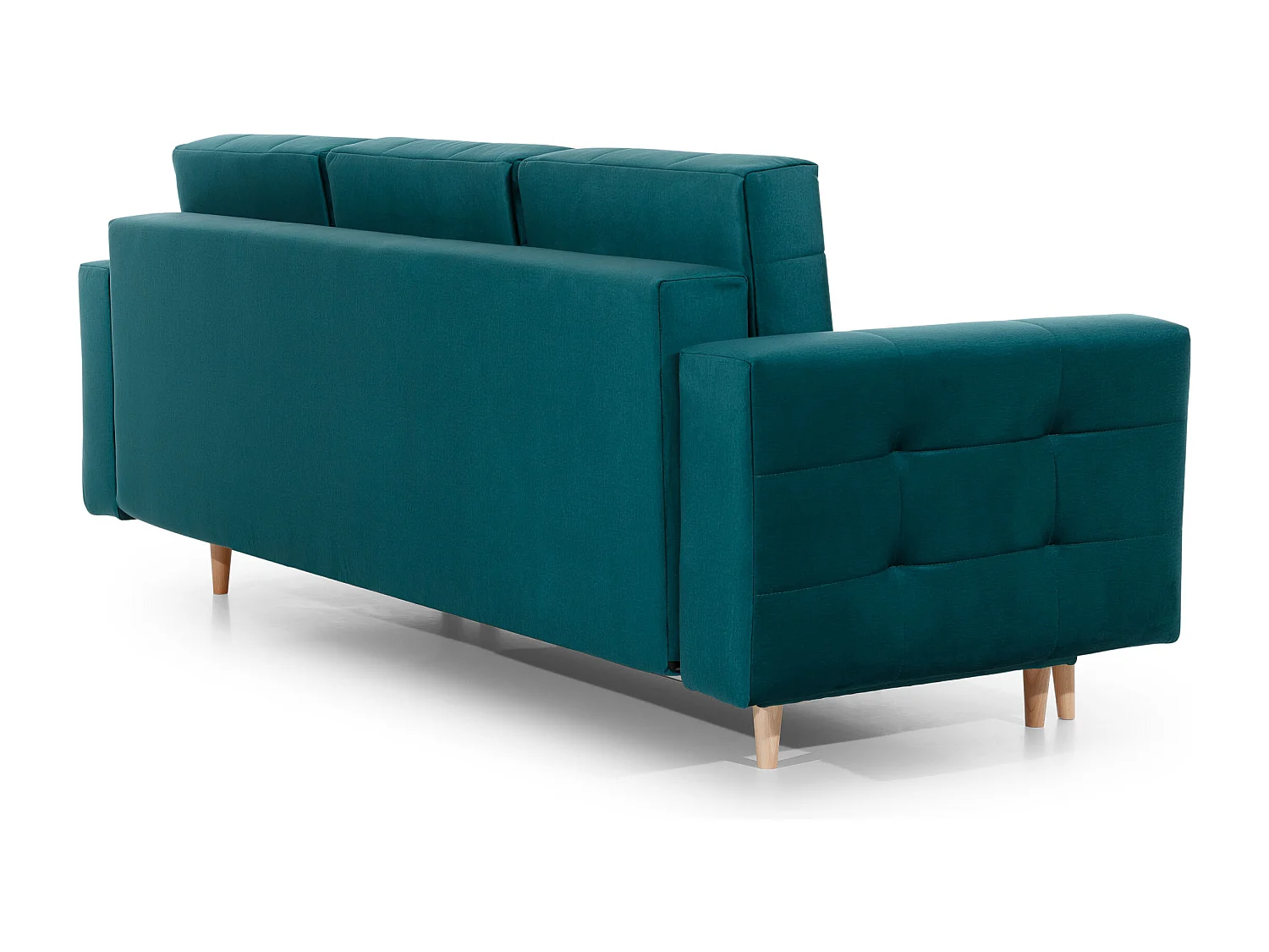 Canapé convertible velours ANSKA - Pieds bois naturel-Vert