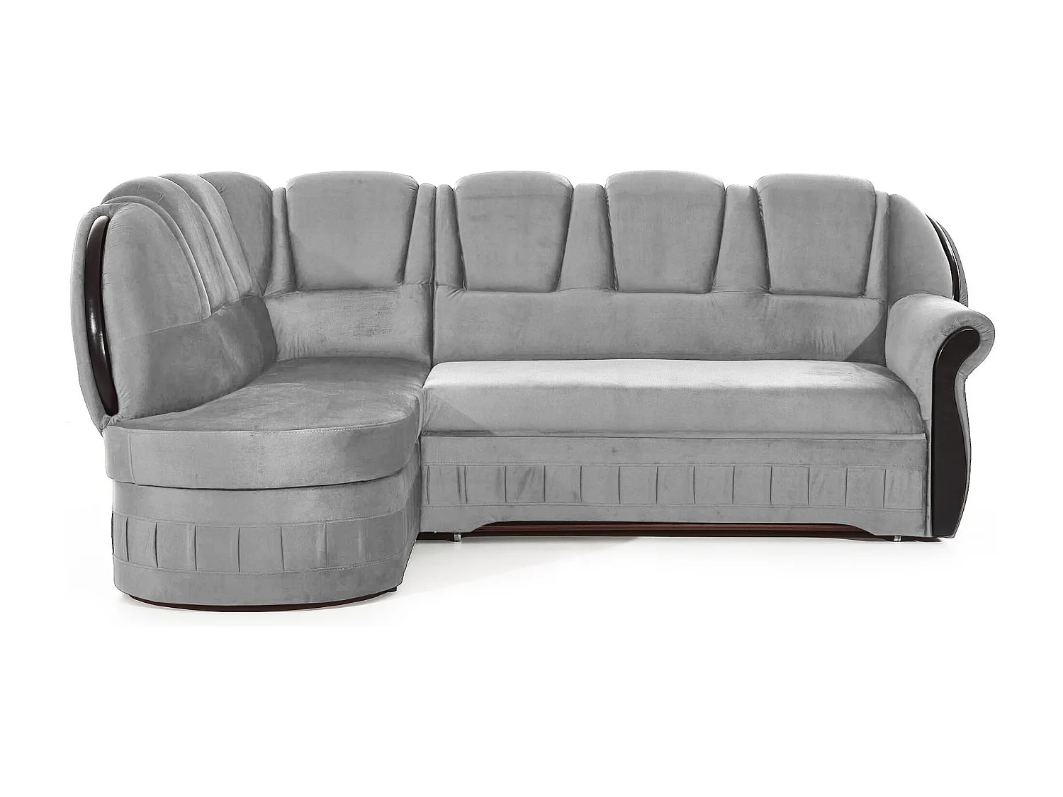 Canapé d'angle convertible avec rangement en velours Majesté-Gris clair-angle gauche