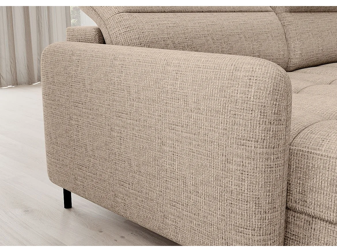 Canapé panoramique convertible BENTO en tissu avec coffre de rangement-Beige clair-angle gauche