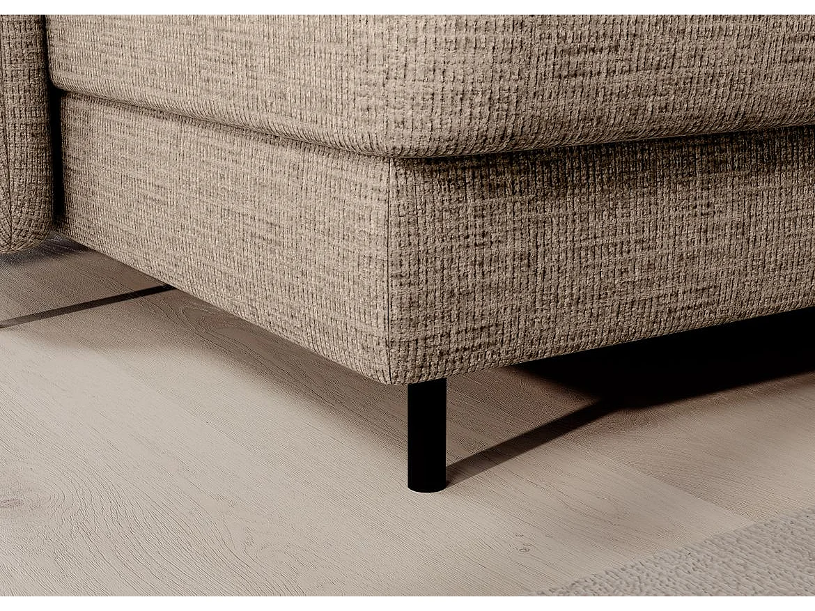 Canapé panoramique convertible BENTO en tissu avec coffre de rangement-Beige clair-angle gauche