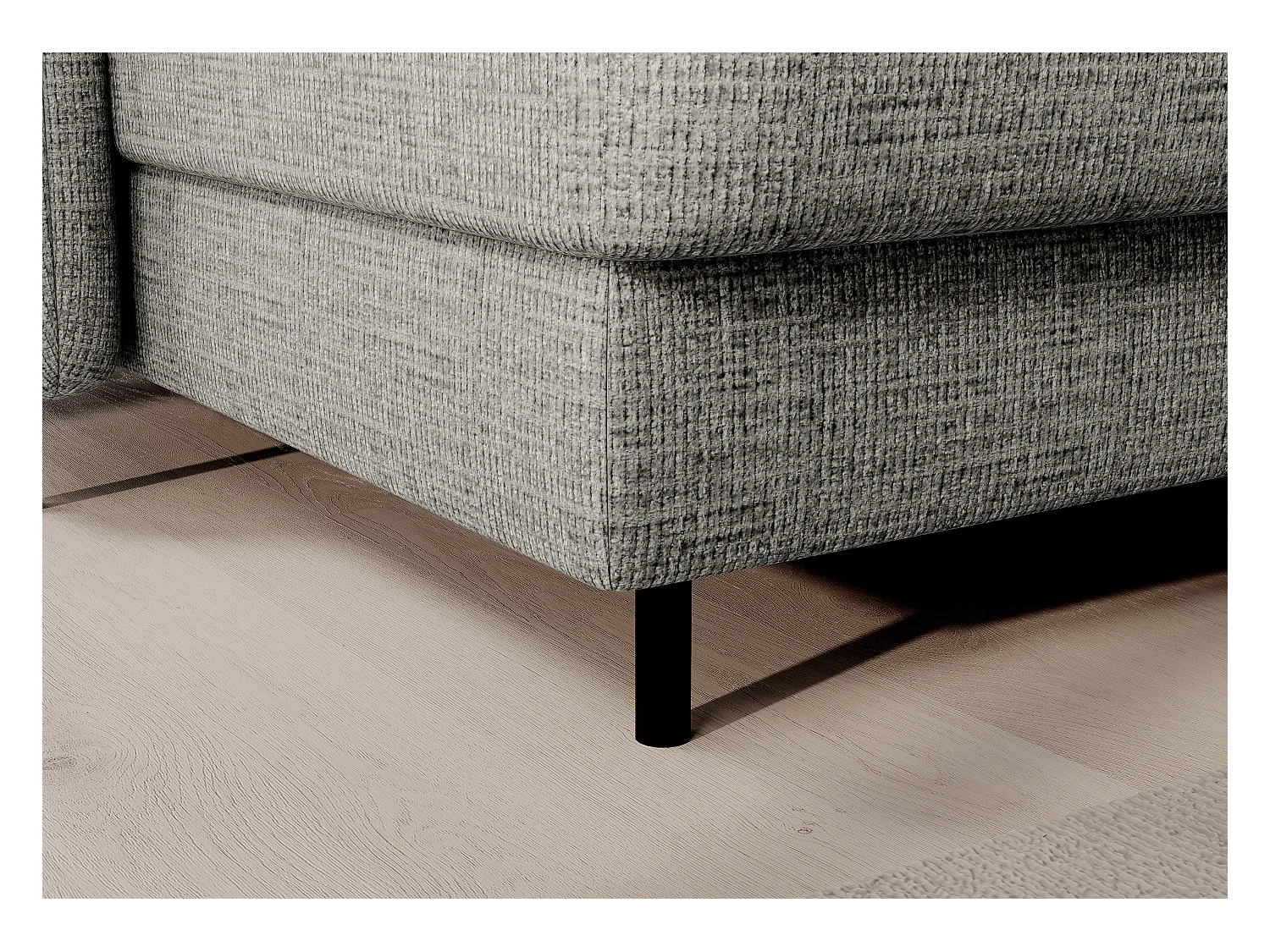 BENTO converteerbare panoramische stoffen bank met opbergvak-Kleur Lichtgrijs-linkerhoek