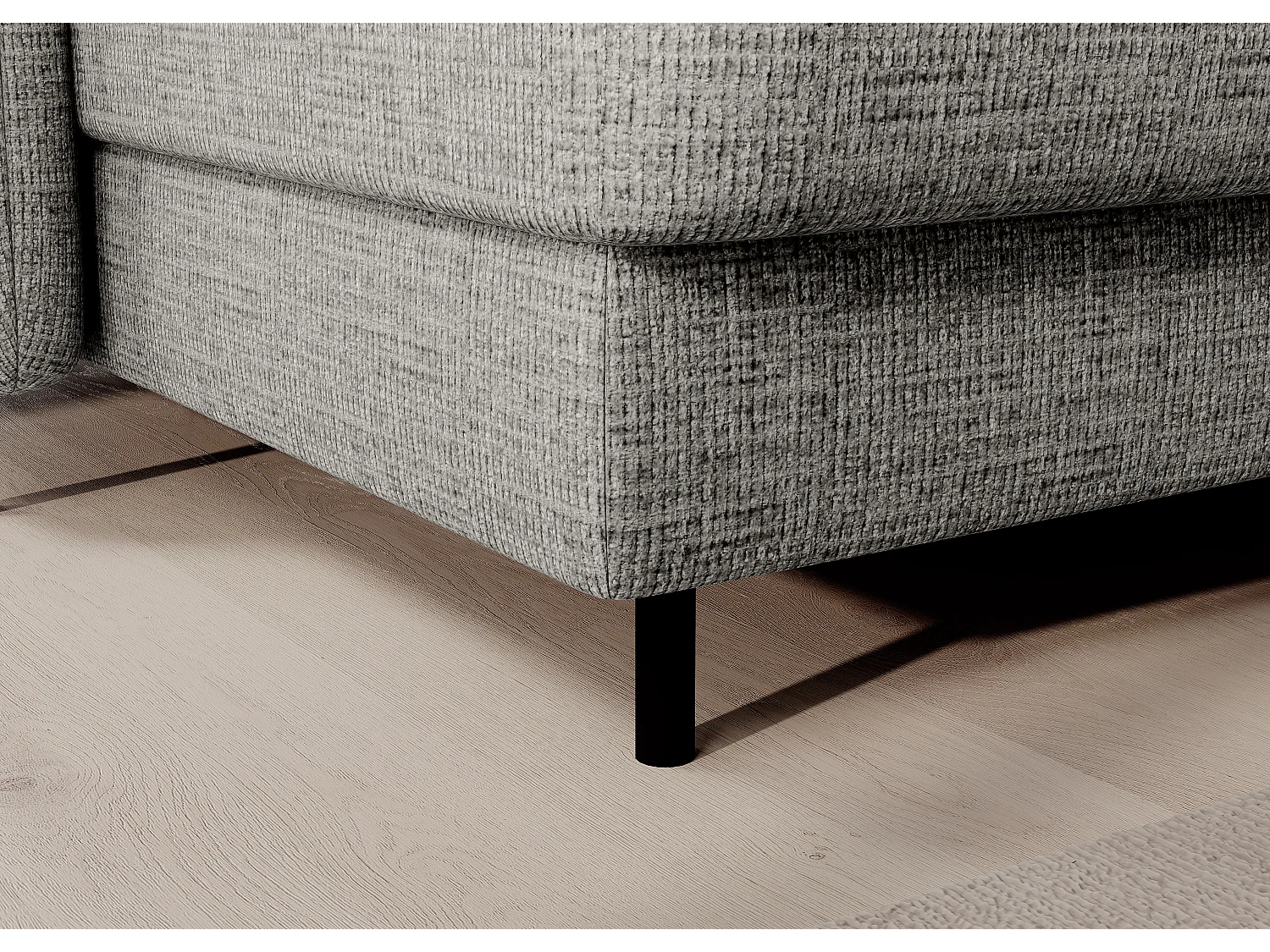 BENTO converteerbare panoramische stoffen bank met opbergvak-Kleur Lichtgrijs-linkerhoek