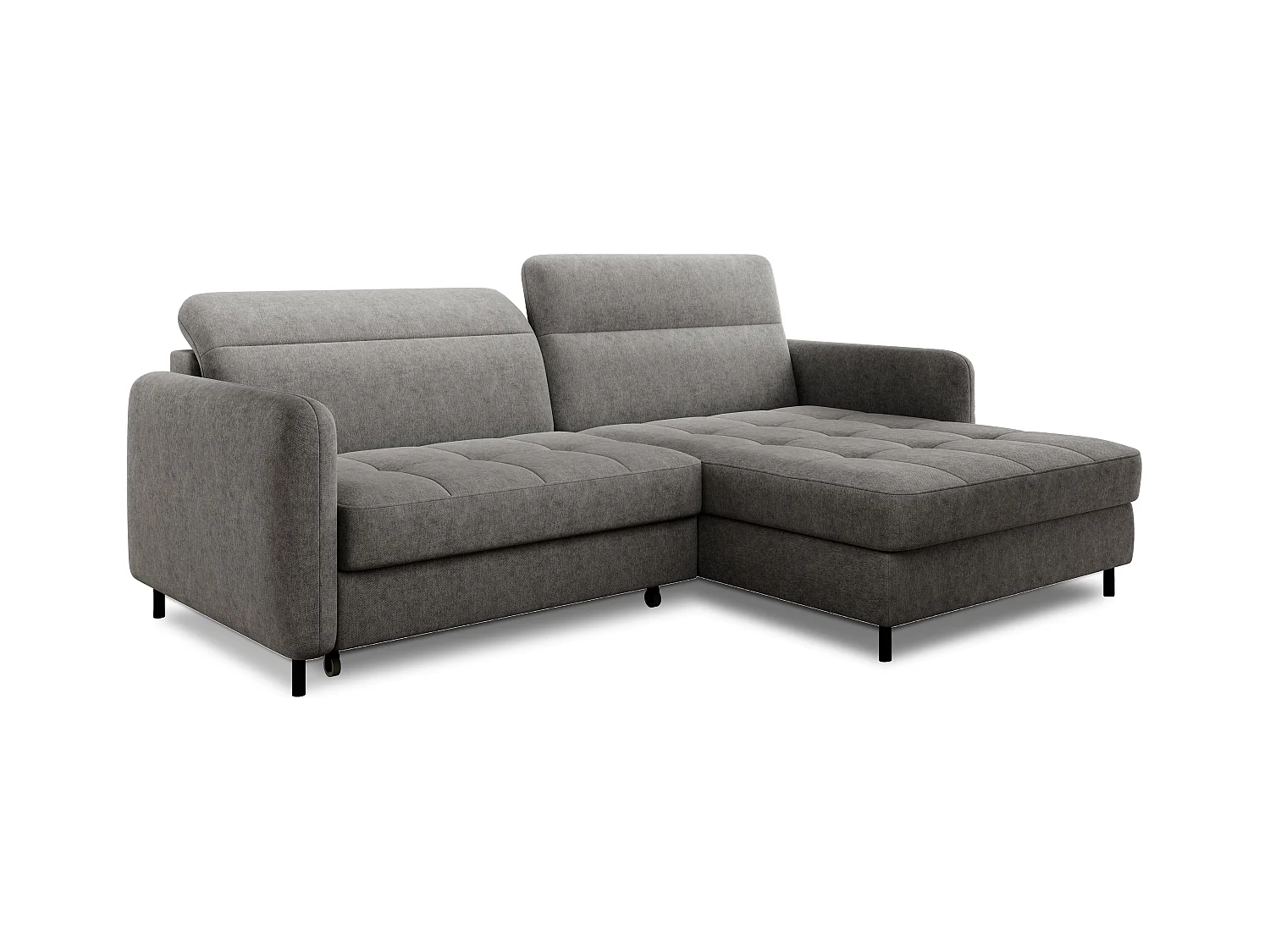 Petit canapé d’angle convertible tissu Kunder-Gris-angle droit