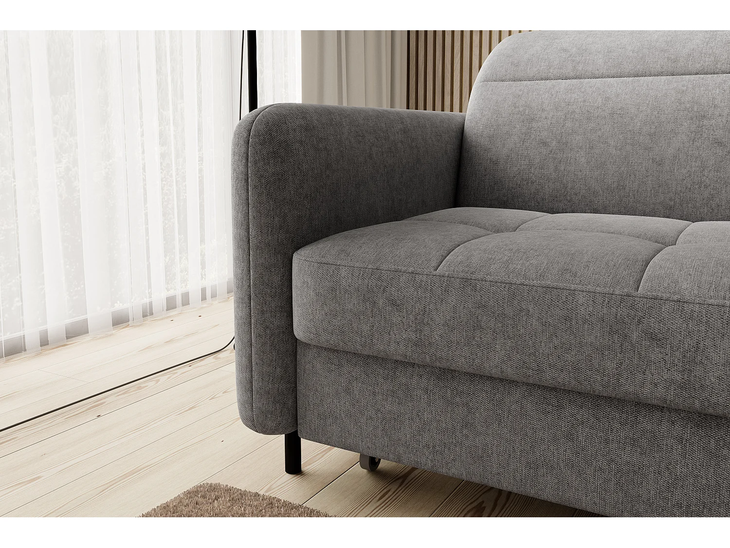 Petit canapé d’angle convertible tissu Kunder-Gris-angle droit