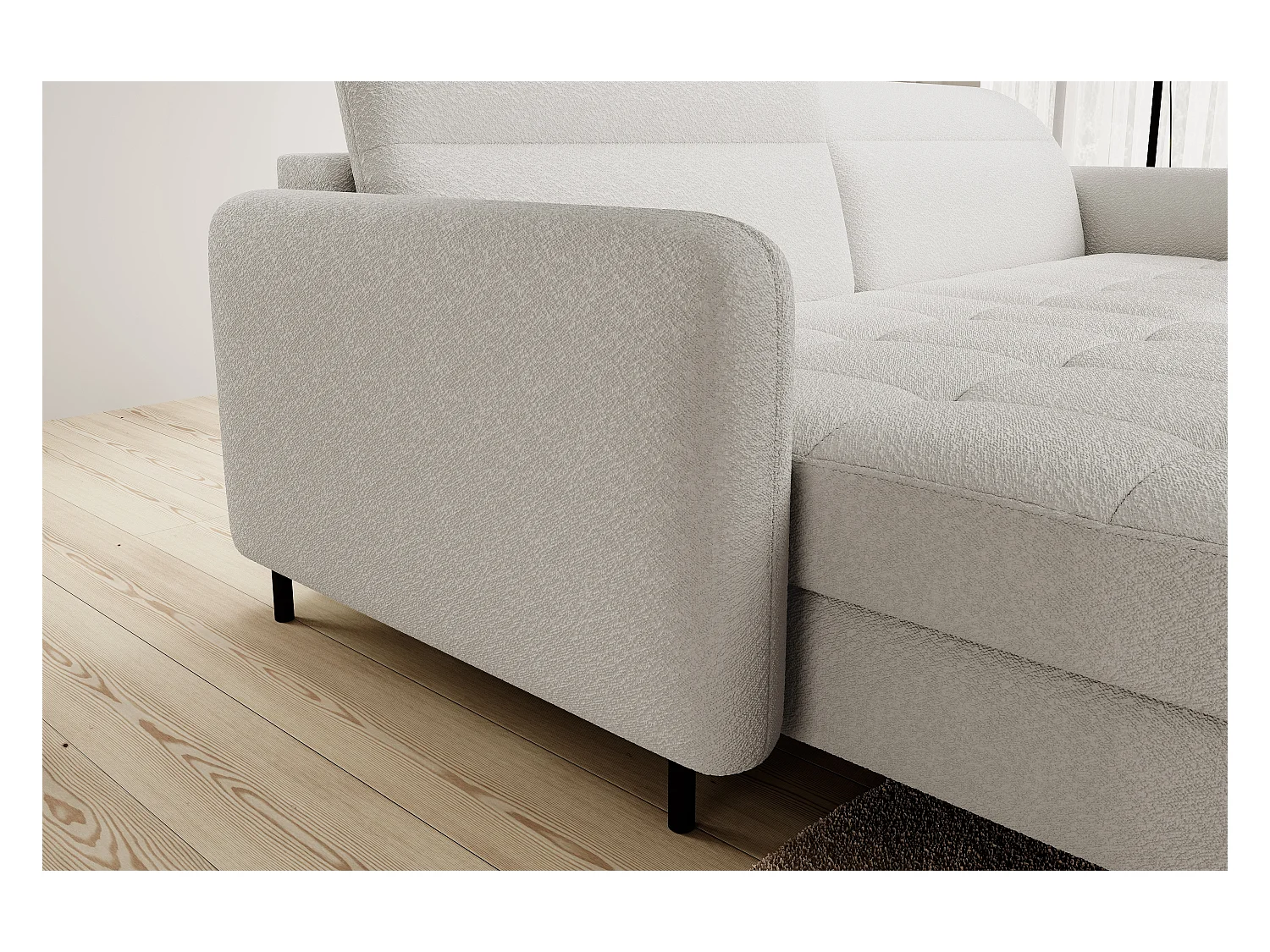 Petit canapé d’angle convertible tissu Kunder-Blanc-angle gauche