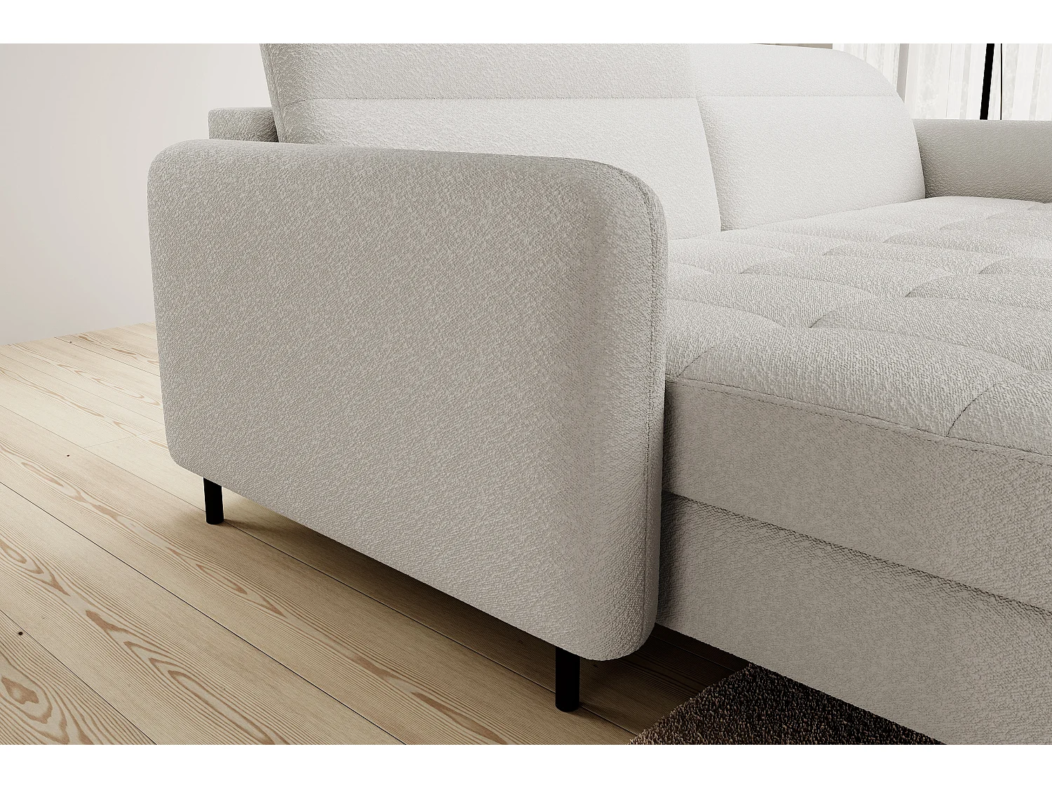 Petit canapé d’angle convertible tissu Kunder-Blanc-angle gauche