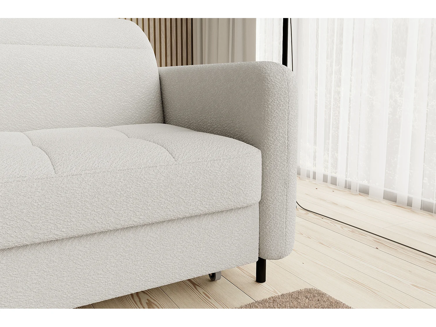 Petit canapé d’angle convertible tissu Kunder-Blanc-angle gauche