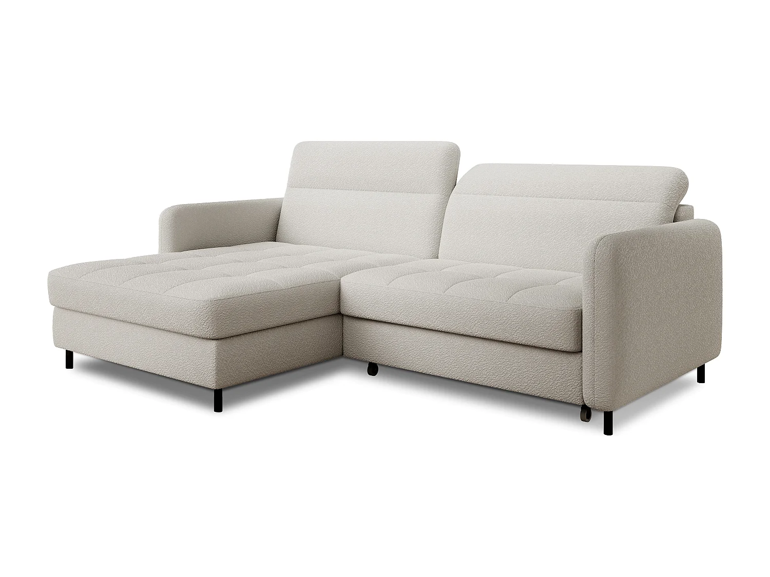 Petit canapé d’angle convertible tissu Kunder-Blanc-angle gauche