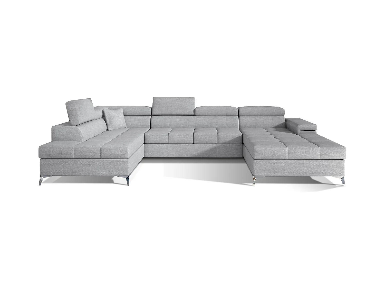 Canapé panoramique convertible KUTTY tissu - Rangement et appuie-têtes réglables-Gris foncé chiné-angle gauche