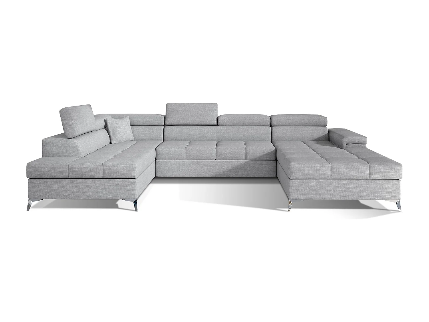 Canapé panoramique convertible KUTTY tissu - Rangement et appuie-têtes réglables-Gris foncé chiné-angle gauche