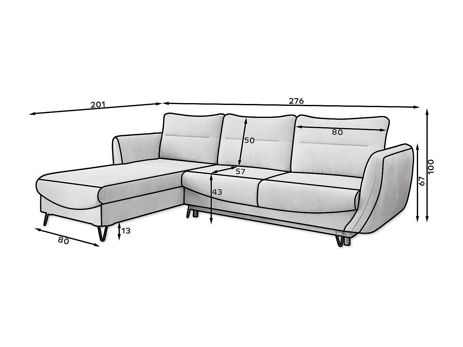 Canapé d'angle convertible tissu ZURIK - Coffre de rangement et pieds métal noir-Gris foncé-angle droit