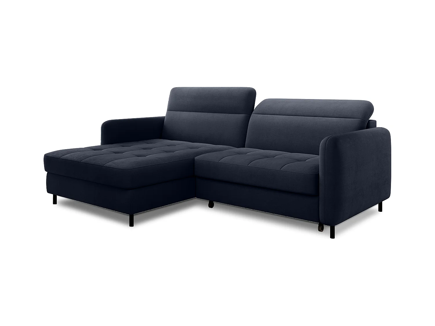 Petit canapé d’angle convertible tissu Kunder-Bleu turquin-angle gauche