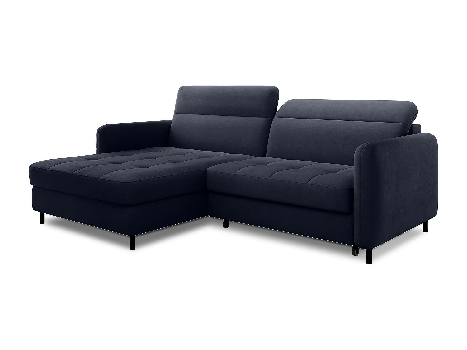 Petit canapé d’angle convertible tissu Kunder-Bleu turquin-angle gauche