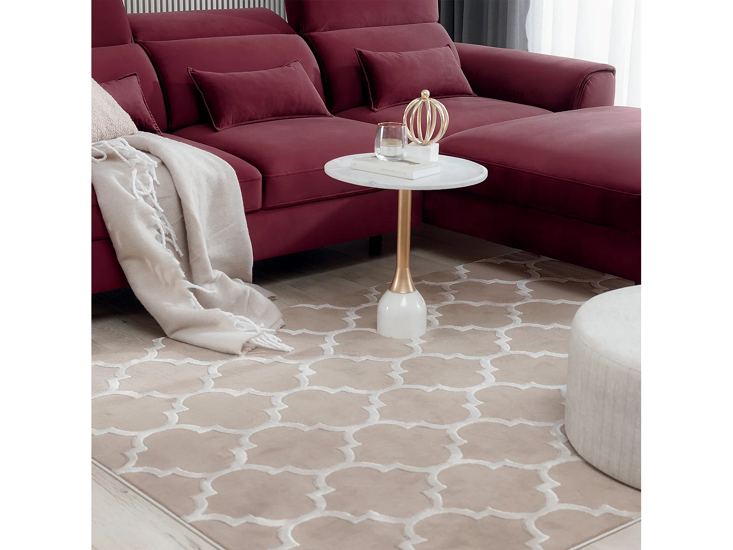 Canapé d'angle convertible velours appuis-tête réglables ASTORIA - Coffre et pieds bois noir-Rouge cerise-angle droit