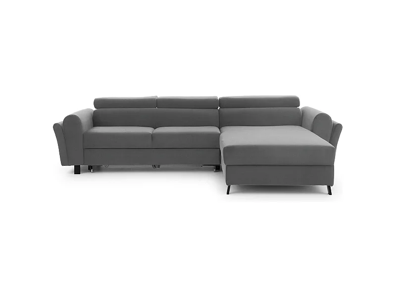 MAZALI fluwelen omvormbare hoekbank - Verstelbare hoofdsteunen en opbergruimte-Kleur Grijs-Dagbed Naar rechts