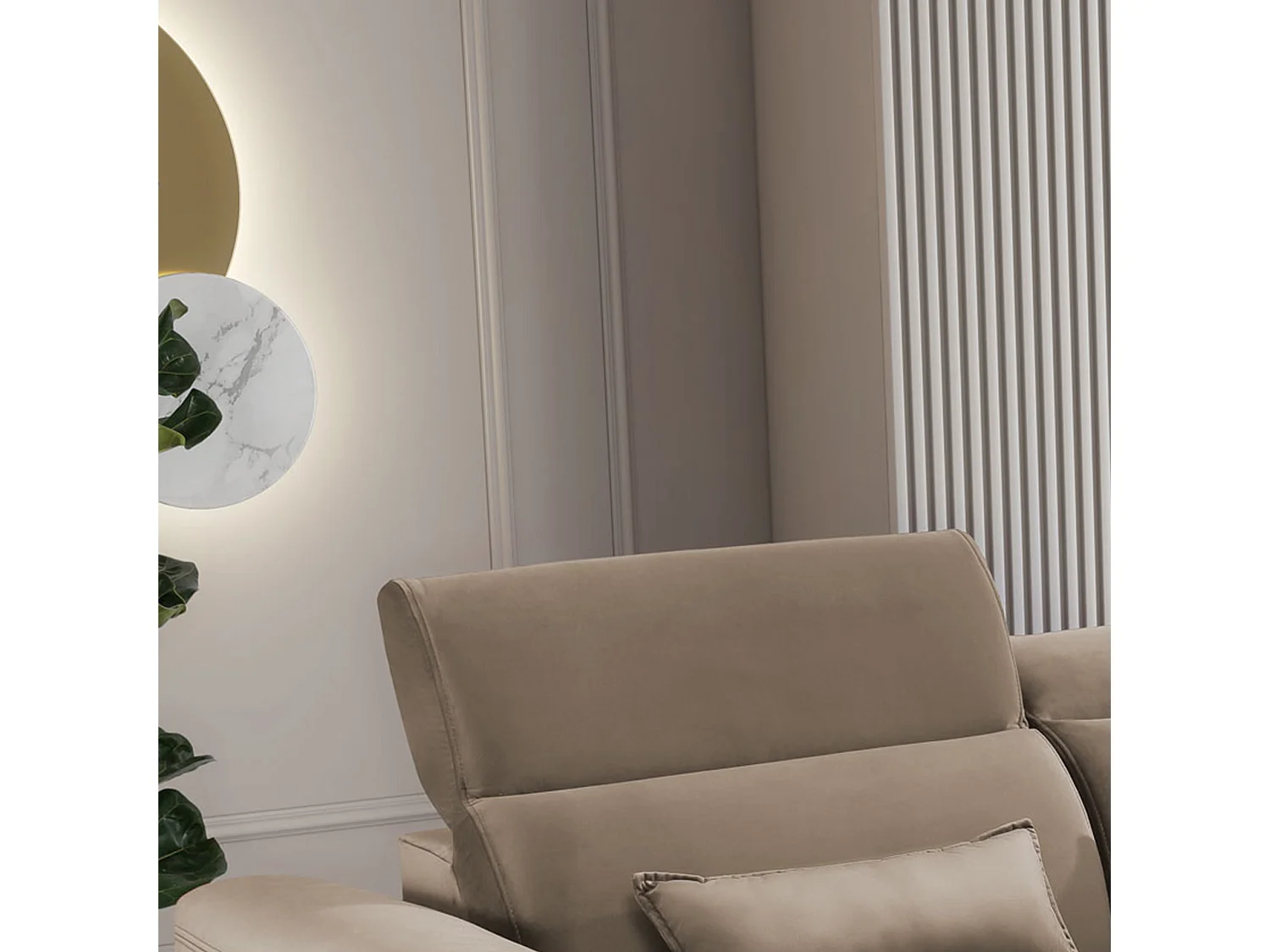 ASTORIA converteerbare fluwelen hoekbank met verstelbare hoofdsteunen - Zwarte houten kist en poten-Kleur Donker beige-juiste hoek