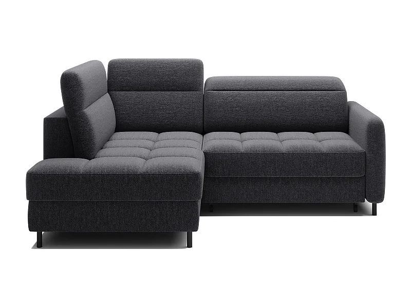 Kleine omvormbare stoffen hoekbank met opbergruimte BOREA 208 cm-Kleur Houtskool grijs-linkerhoek