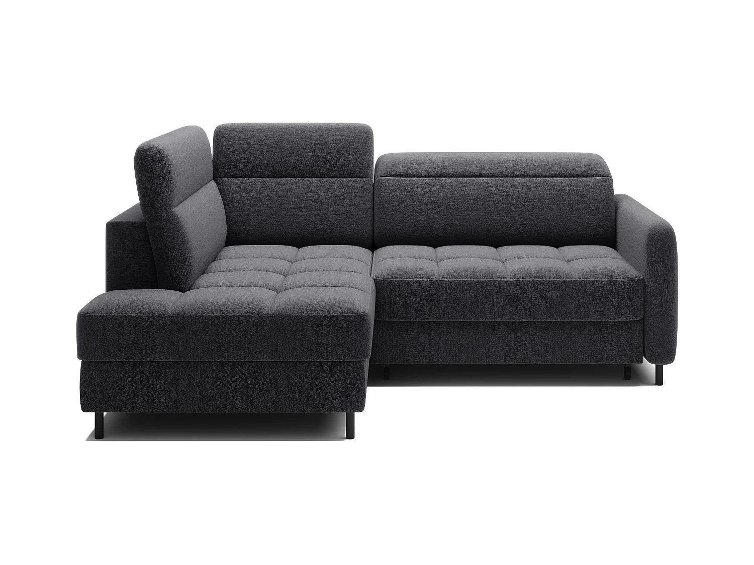 Kleine omvormbare stoffen hoekbank met opbergruimte BOREA 208 cm-Kleur Houtskool grijs-linkerhoek