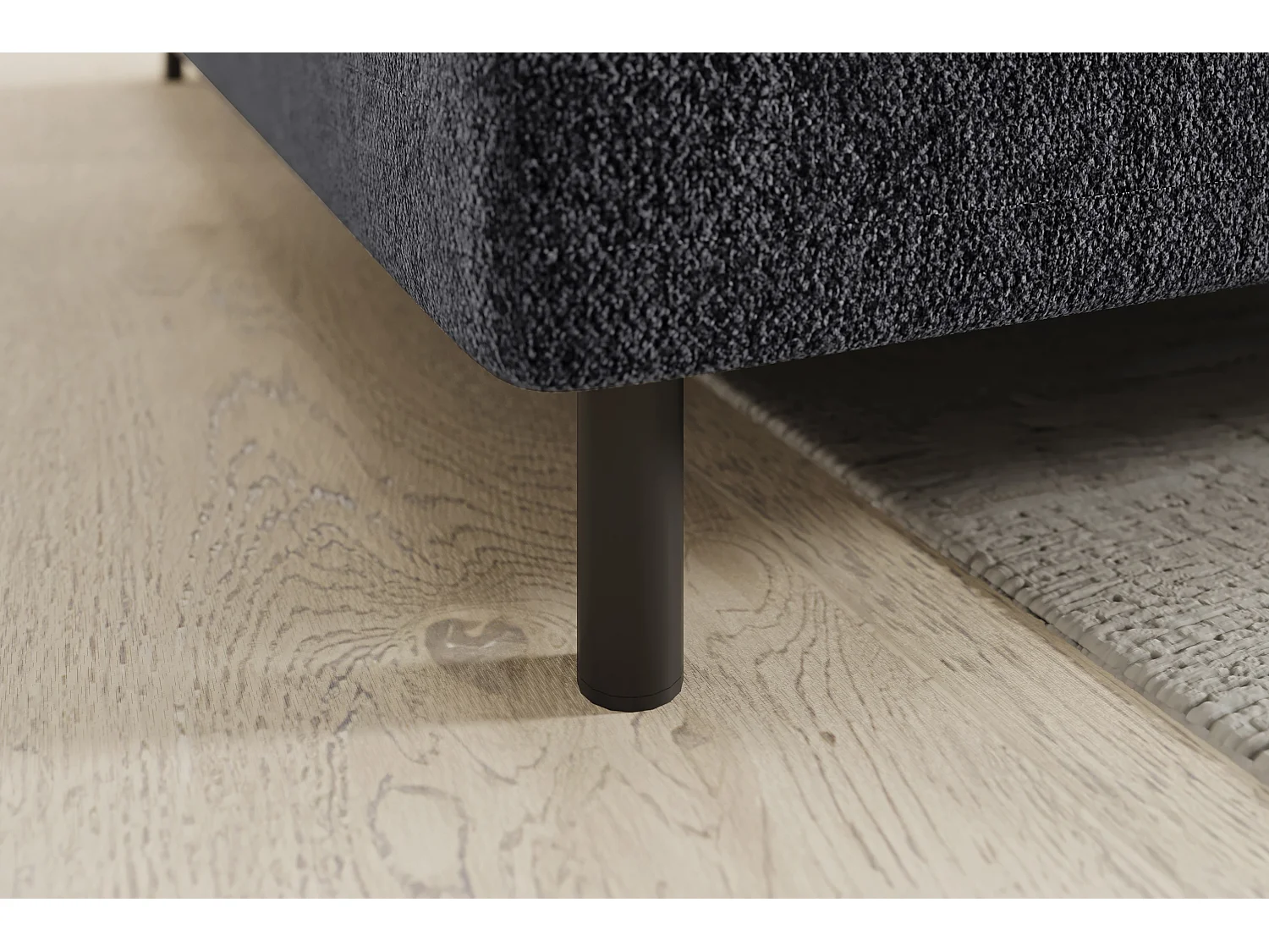 Kleine omvormbare stoffen hoekbank met opbergruimte BOREA 208 cm-Kleur Houtskool grijs-linkerhoek