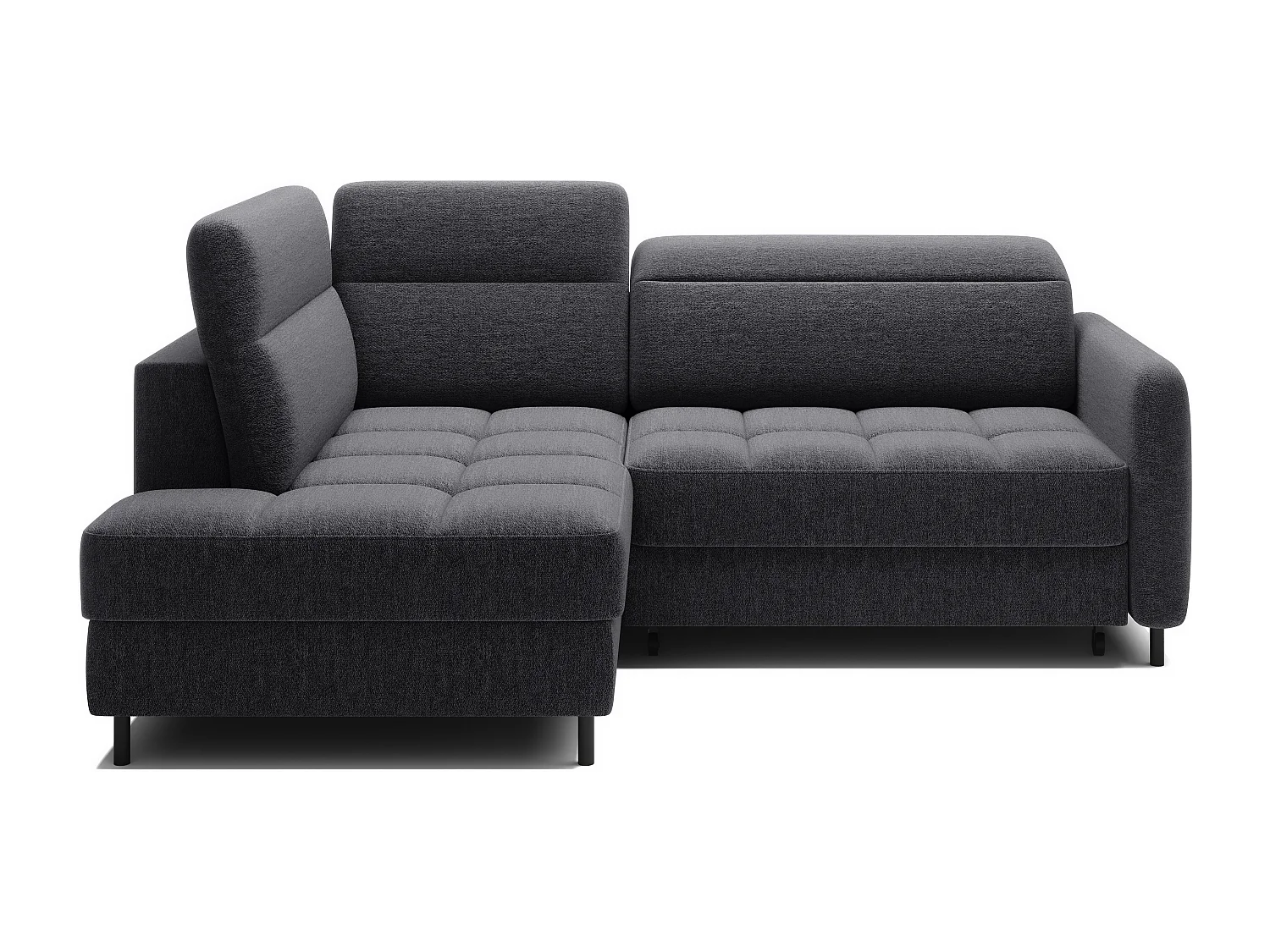 Kleine omvormbare stoffen hoekbank met opbergruimte BOREA 208 cm-Kleur Houtskool grijs-linkerhoek