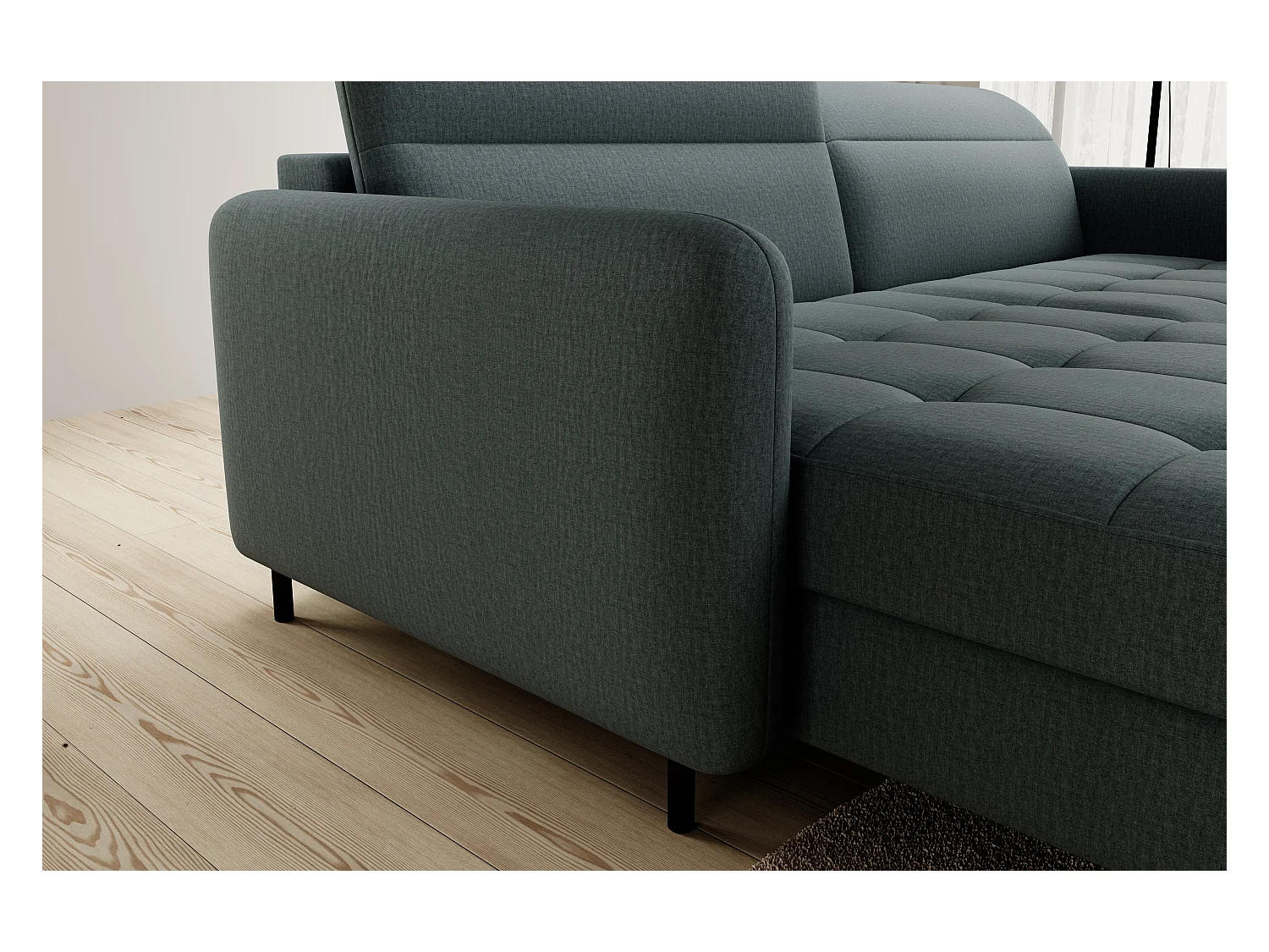 Petit canapé d’angle convertible tissu Kunder-Vert céladon-angle gauche