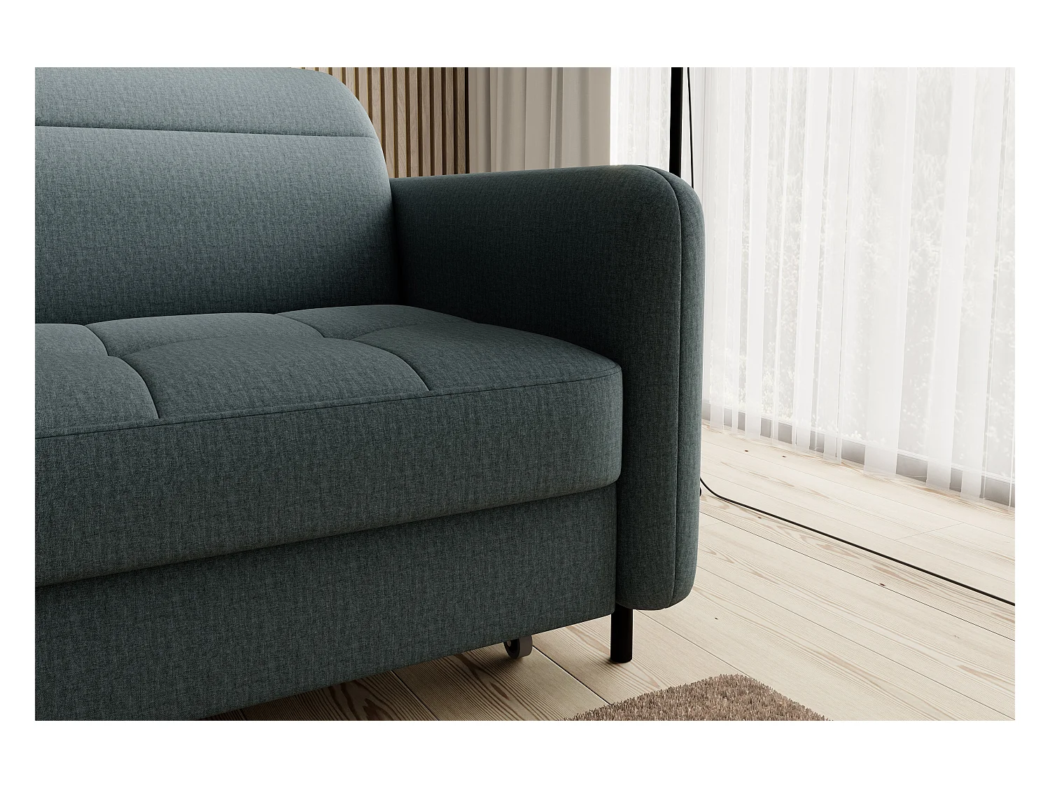 Petit canapé d’angle convertible tissu Kunder-Vert céladon-angle gauche