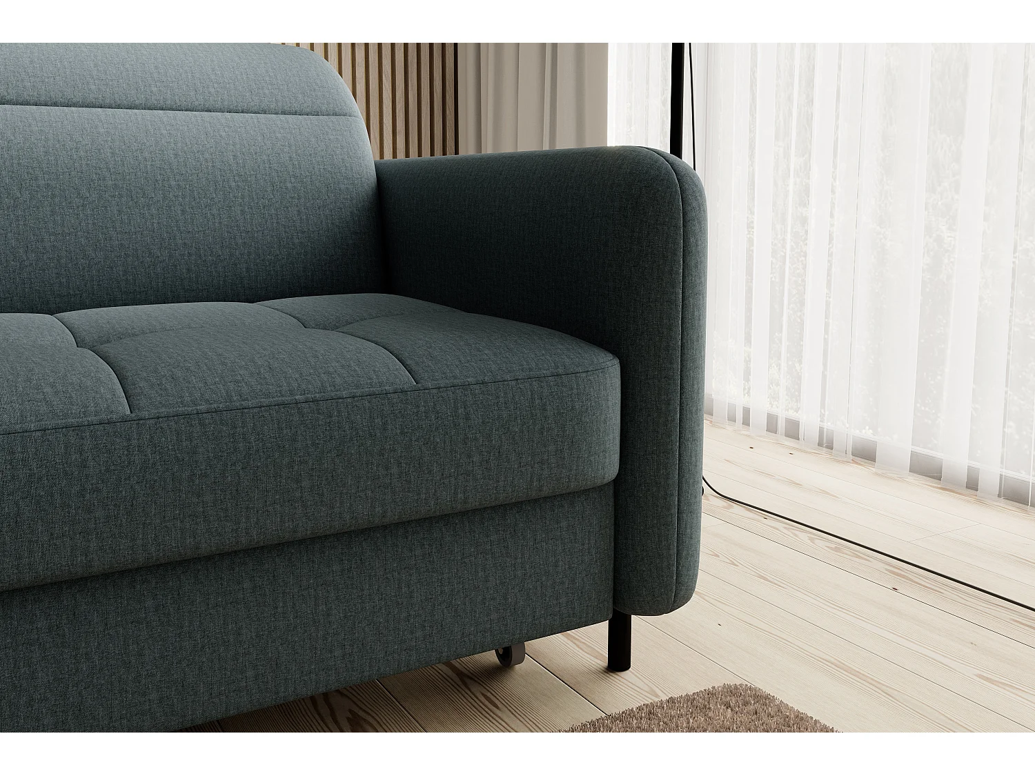 Petit canapé d’angle convertible tissu Kunder-Vert céladon-angle gauche