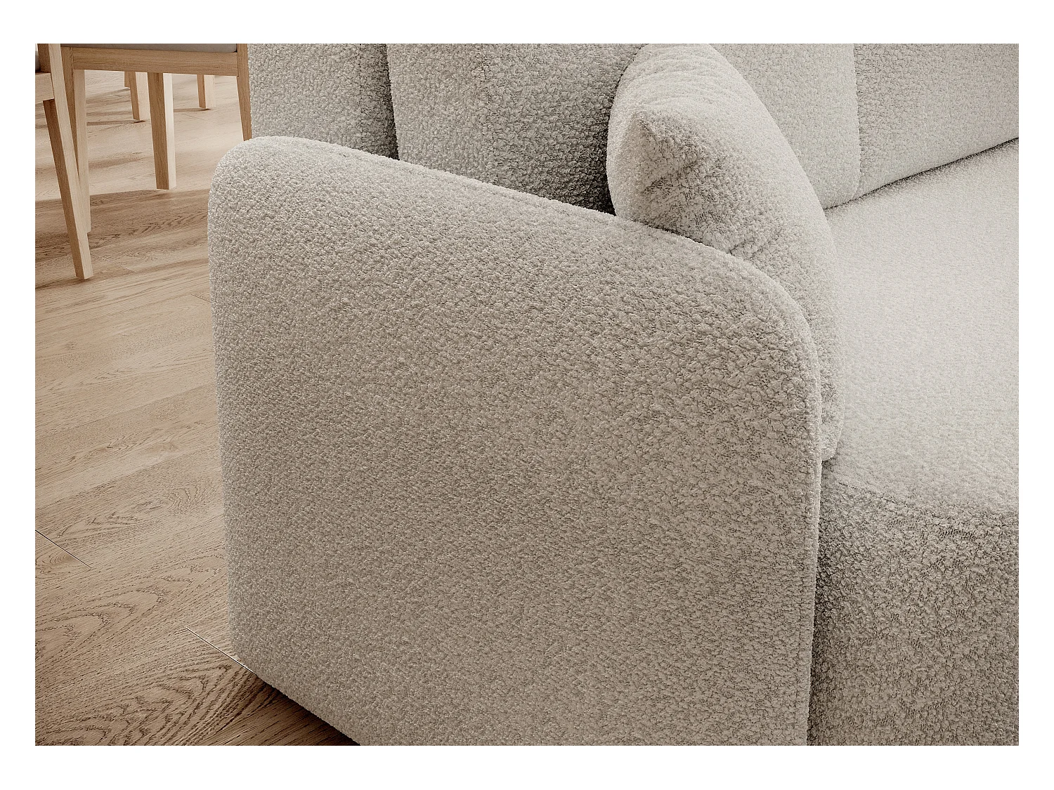 Petit canapé d'angle en tissu convertible avec coffre Takin 206cm-Blanc-angle droit