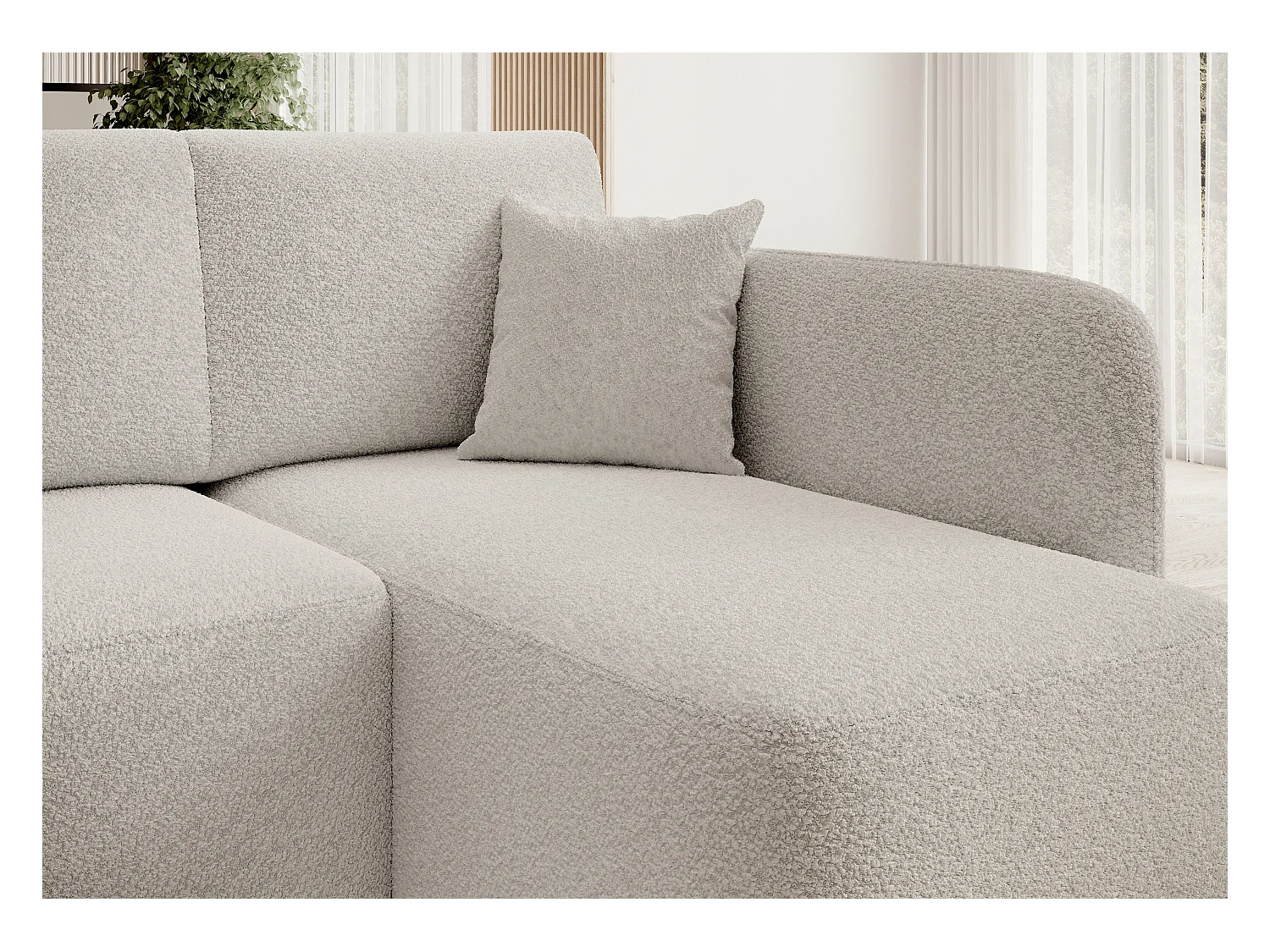 Petit canapé d'angle en tissu convertible avec coffre Takin 206cm-Blanc-angle droit