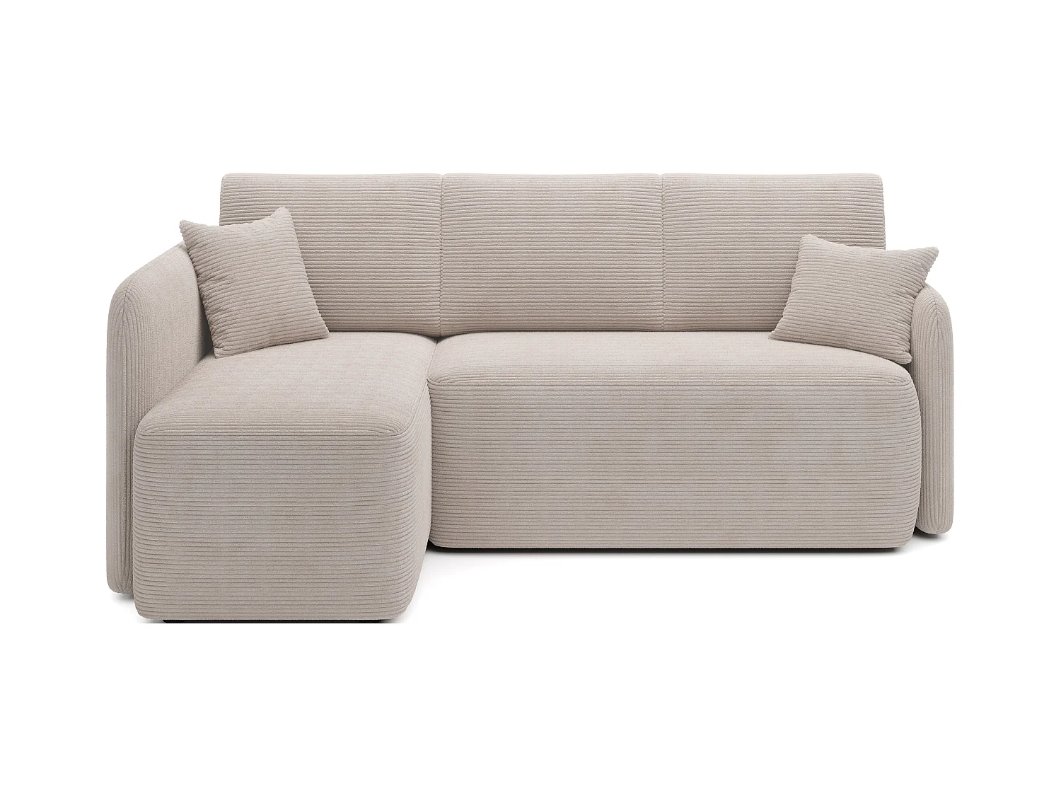 Petit canapé d'angle en tissu convertible avec coffre Takin 206cm-Blanc-angle droit