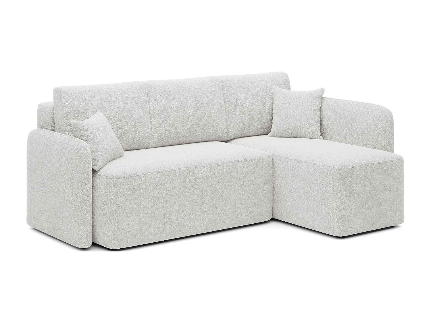 Petit canapé d'angle en tissu convertible avec coffre Takin 206cm-Blanc-angle droit