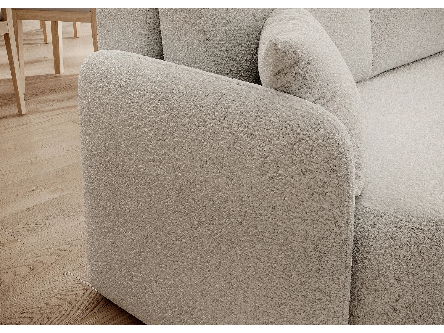 Petit canapé d'angle en tissu convertible avec coffre Takin 206cm-Blanc-angle droit