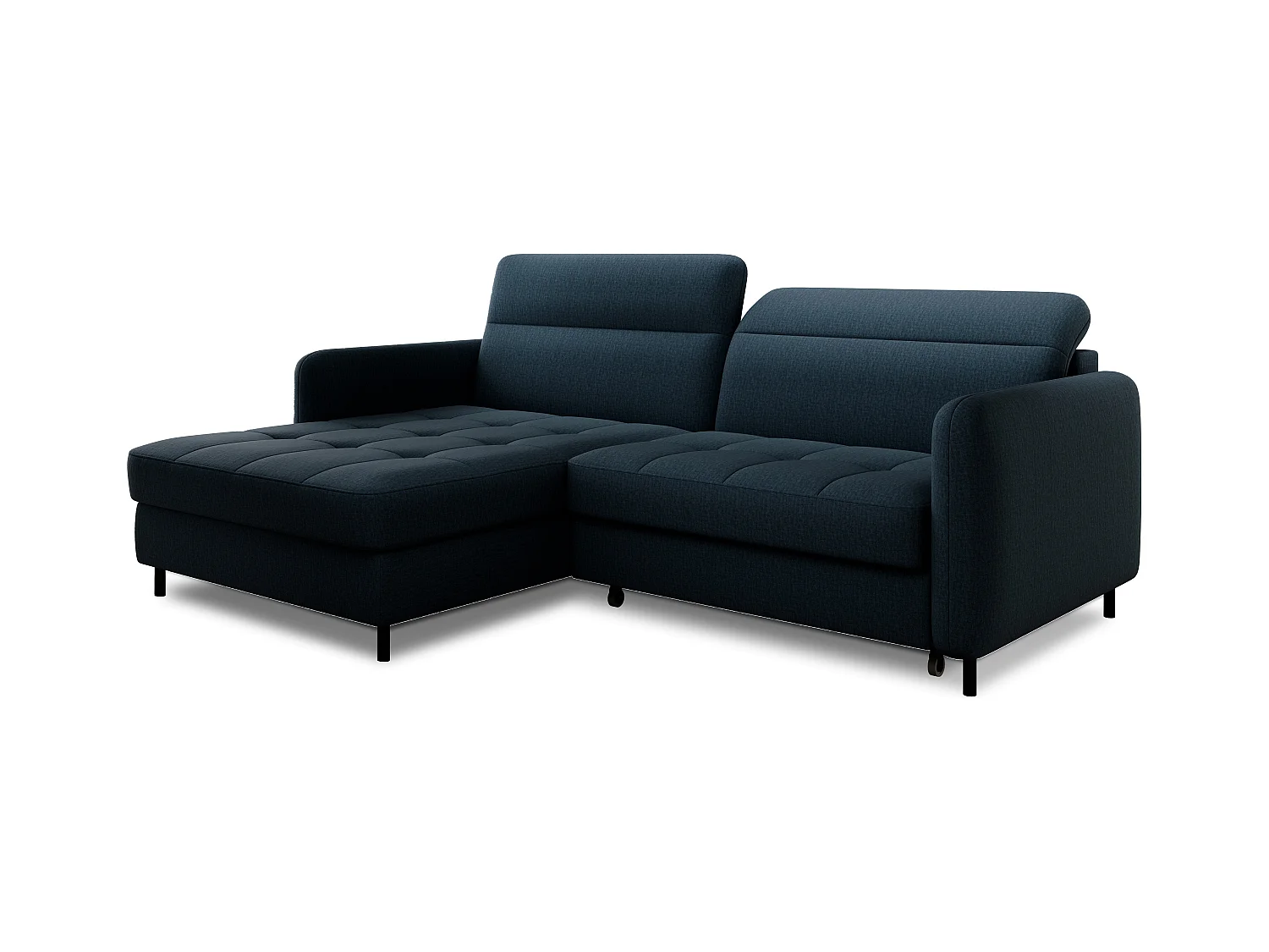 Petit canapé d’angle convertible tissu Kunder-Bleu pétrole-angle gauche