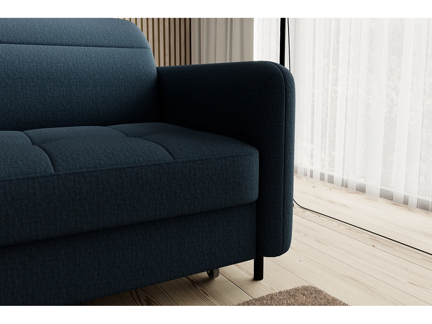 Petit canapé d’angle convertible tissu Kunder-Bleu pétrole-angle gauche