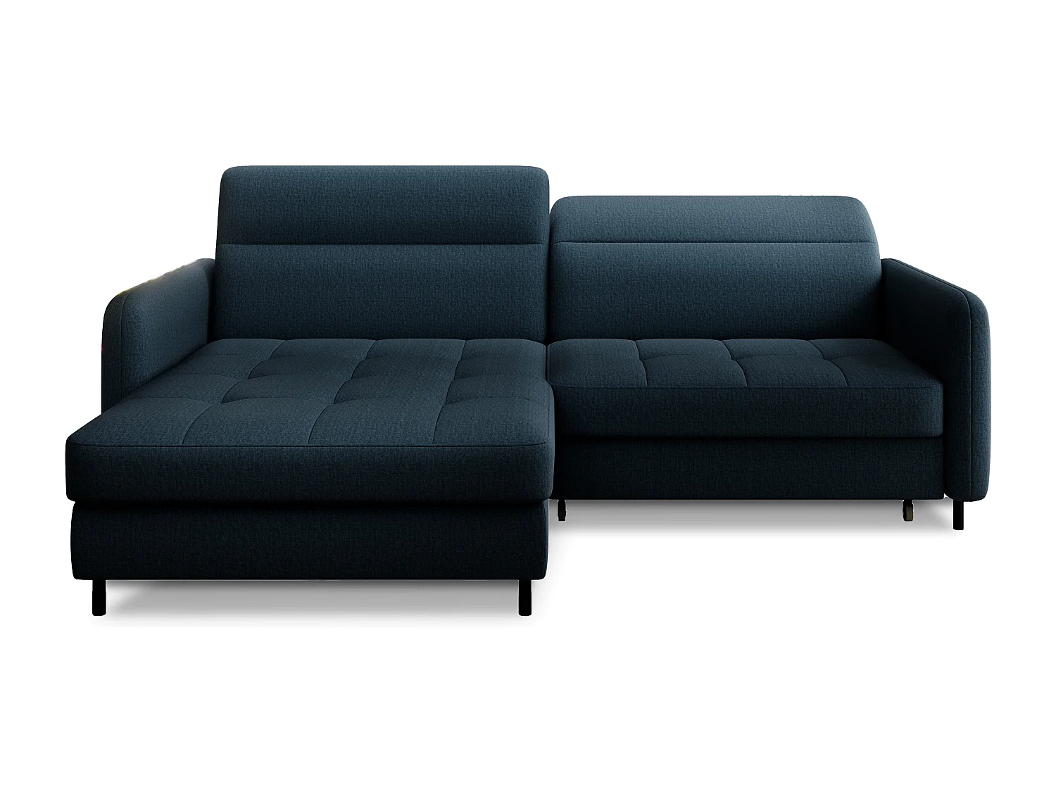 Petit canapé d’angle convertible tissu Kunder-Bleu pétrole-angle gauche