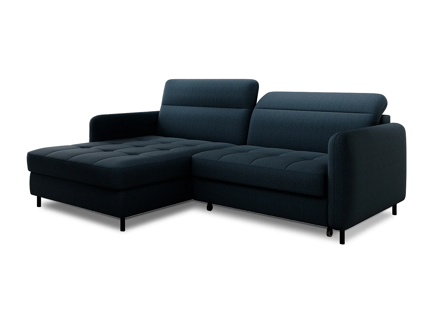 Petit canapé d’angle convertible tissu Kunder-Bleu pétrole-angle gauche