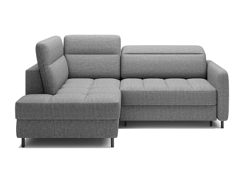 Petit canapé d'angle en tissu convertible avec coffre BOREA 208cm-Gris-angle gauche